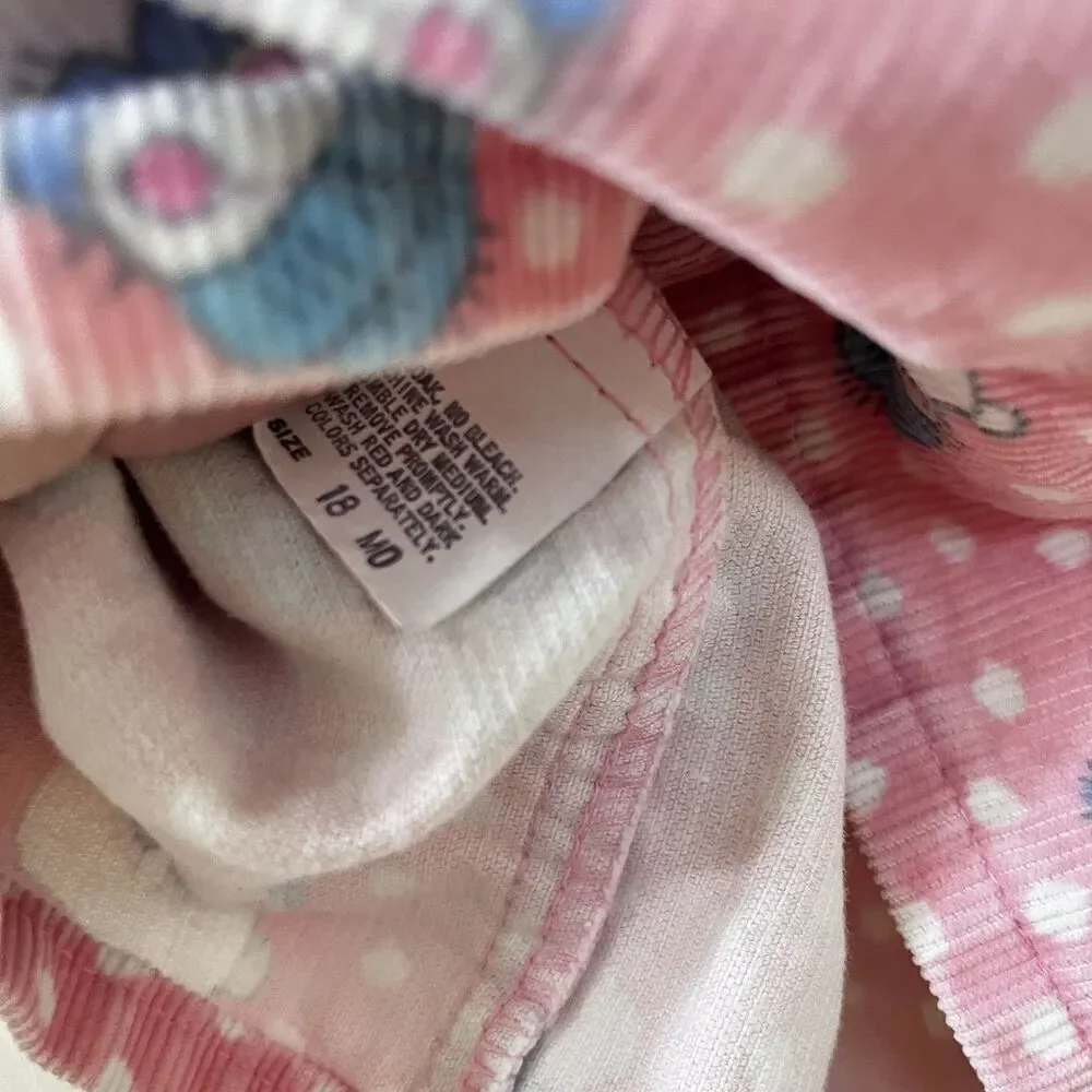 Vintage Oshkosh B'Gosh Pink Corduroy Snowman Overall Dress USA Girls 18 Months